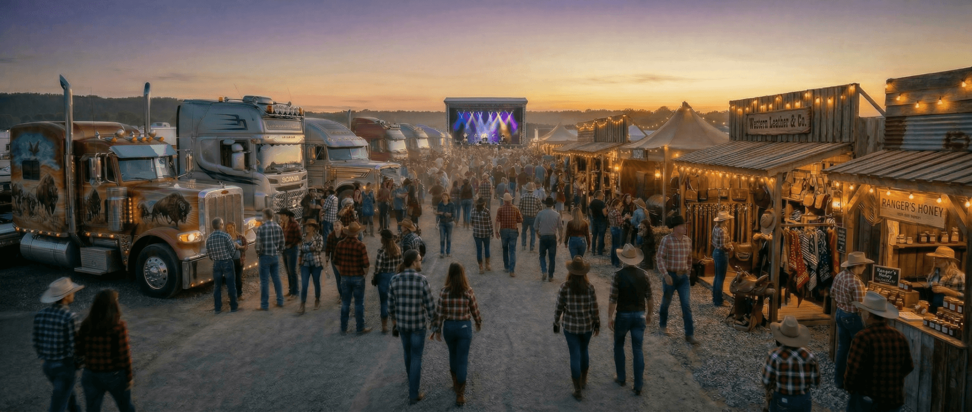 Perspektive eines Teilnehmers des Truck und Country Festivals auf dem DEKRA Lausitzring auf dem Weg zu einem Konzert